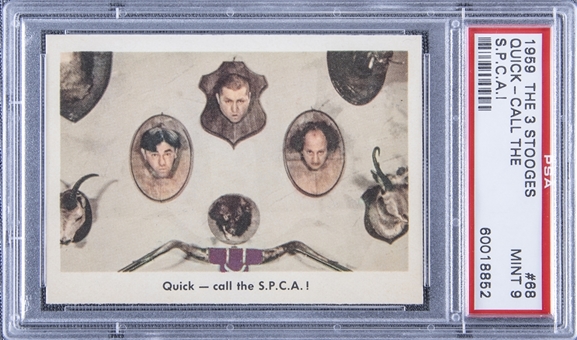 1959 Fleer "Three Stooges" #68 "Quick-Call The S.P.C.A.!" – PSA MINT 9